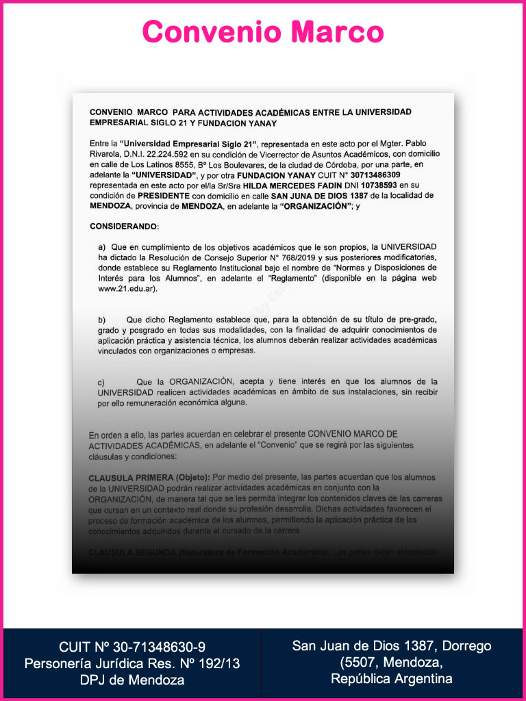 flyer convenio siglo21 yanay